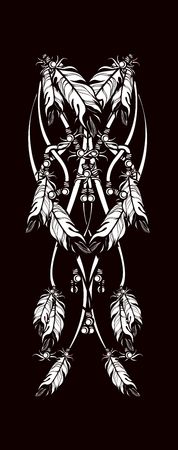 vector illustration Indian totem strand necklaces make up decoration feathersのイラスト素材