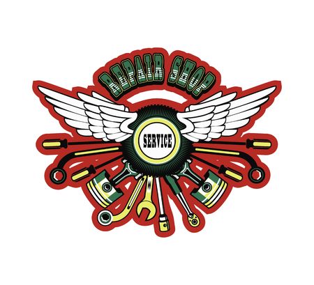 vector illustration emblem tire in retro styleのイラスト素材