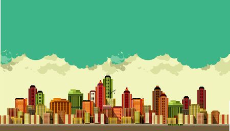 vector illustration big city panoramic view on a white backgroundのイラスト素材