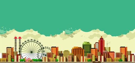 vector illustration of a large metropolis panoramic view of the sky backgroundのイラスト素材