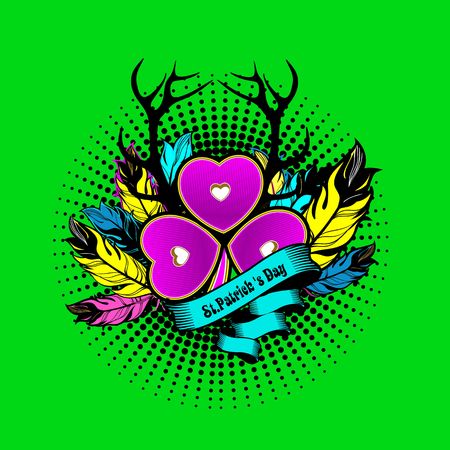 St. Patrick's Day vector illustration graphics card in the style of bohoのイラスト素材