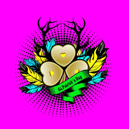 St. Patrick's Day vector illustration graphics card in the style of bohoのイラスト素材