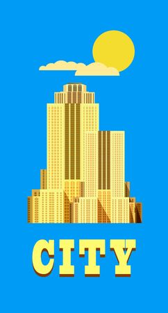 vector illustration of a city high-rise buildings on the retro posterのイラスト素材