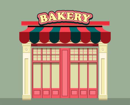 vector illustration city street small shop bakeryのイラスト素材
