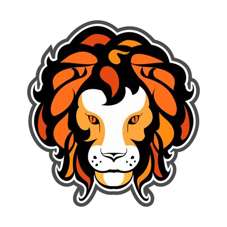 stylized lion's head on a white background emblemのイラスト素材