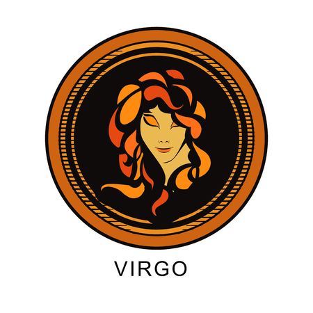 astrological sign Virgo on a round shape in different colorsのイラスト素材