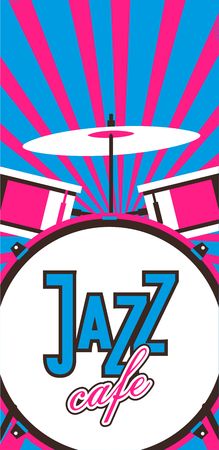 vector illustration musical theme of jazz and blues vertical flyer with musical instruments for orchestraのイラスト素材