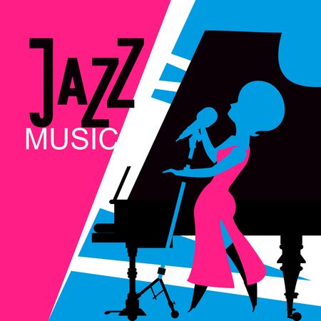 jazz singer performs sings near the piano style of pop artのイラスト素材