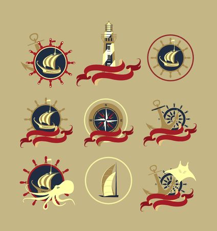 vector design marks on a light background Marine Emblem badgesのイラスト素材