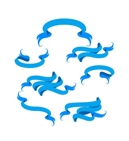 set of vector ribbons banners of various shapes on a white backgroundのイラスト素材