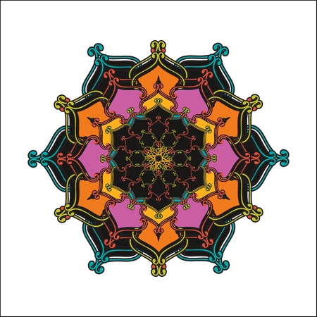 Decorative elements color pattern lace mandalaのイラスト素材