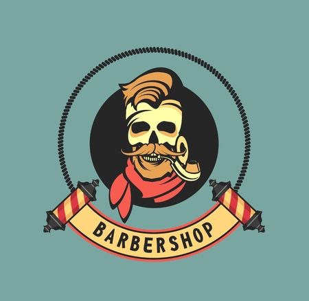 black and white emblem store hairdresserのイラスト素材