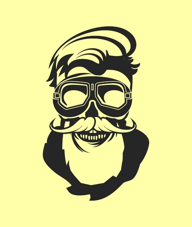 Dead pilot vector image of skull in helmet poster black and whiteのイラスト素材