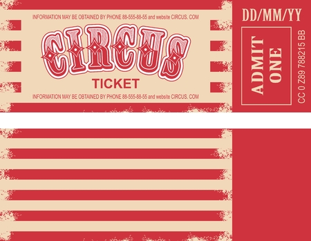 illustration of the tickets for the circus, and the two sides of the tearのイラスト素材