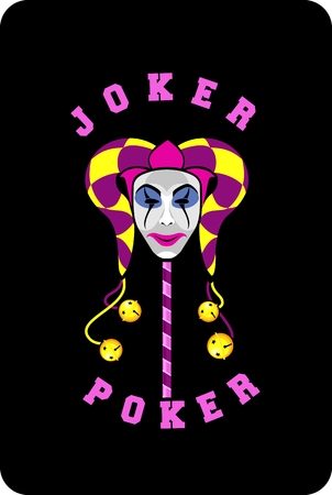 vector illustration of joker mask on a black background playing cardのイラスト素材
