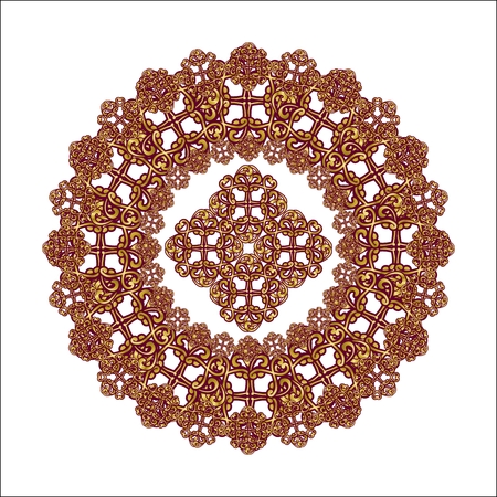 mandala pattern of lace gold color on a white backgroundのイラスト素材