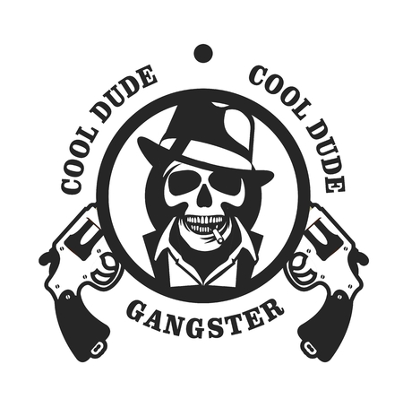vector gangster emblem with two Colts black and whiteのイラスト素材