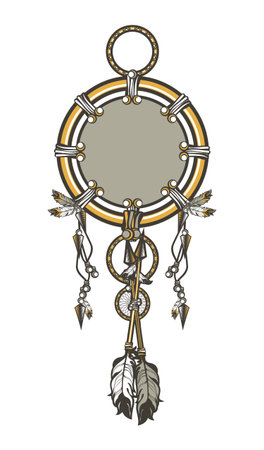 Dreamcatcher Native American mascot on a white backgroundのイラスト素材