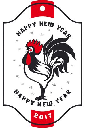New Year s Eve with the tag numbers of the year and sign roosterのイラスト素材