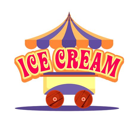 vector illustration of an ice cream cart for fun fairs, amusement, carnival, isolated on a white backgroundのイラスト素材