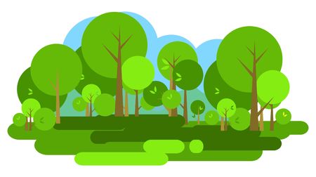 Vector cartoon image green trees environment nature emblem on a white backgroundのイラスト素材