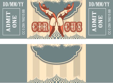 Ticket for the performance and event for the magical show carnival circus amusement park two sides second confusing without informationのイラスト素材