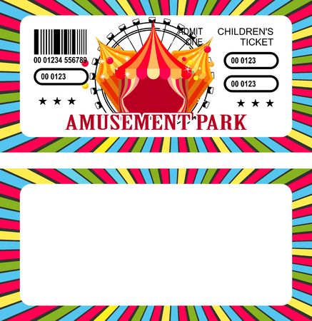 Ticket for the performance and event for the magical show carnival circus amusement park two sides second confusing without informationのイラスト素材
