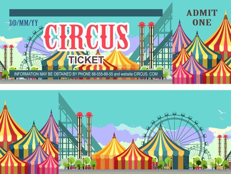 Ticket for the performance and event for the magical show carnival circus amusement park two sides second confusing without information.のイラスト素材