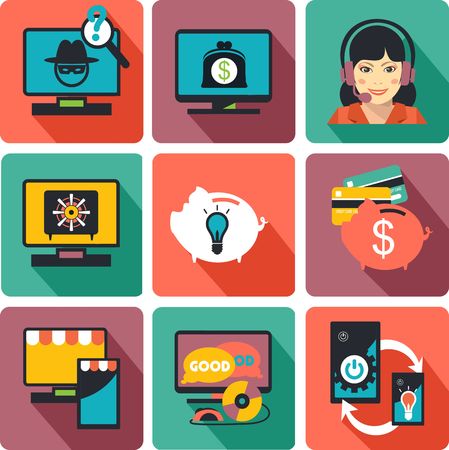 Vector business icons financial service management contributions of flat signs quadrature formsのイラスト素材