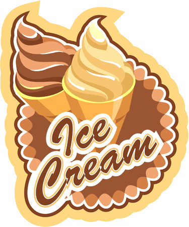 Soft ice cream, label, icon, isolated on white backgroundのイラスト素材