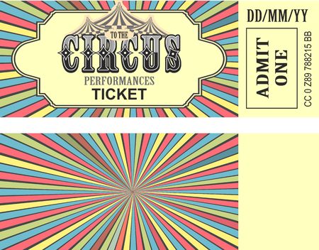 Ticket for the performance and event for the magical show carnival circus amusement park two sides second confusing without informationのイラスト素材