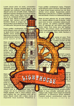 Vector illustration of a lighthouse and steering wheel painted on a newspaperのイラスト素材