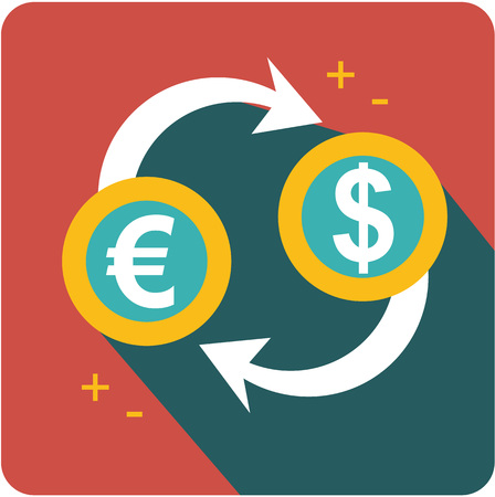 Vector business sign square shape icon currency conversion euro dollarのイラスト素材