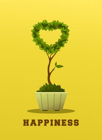 Vector illustration of a garden seedlings a tree in a box in a pot of retro postcard.のイラスト素材
