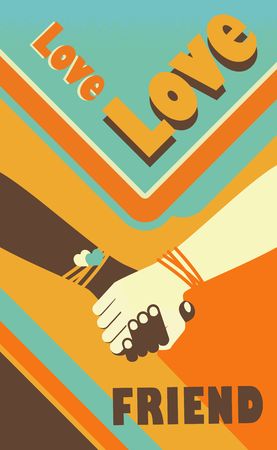 Vector illustration of handshake of two business people, friends, brothers symbol of trust cooperation and friendshipのイラスト素材
