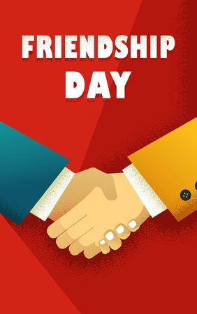 Vector illustration of handshake of two business people, friends, brothers symbol of trust cooperation and friendshipのイラスト素材