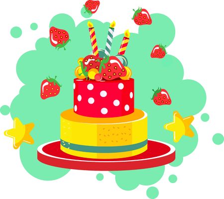 Vector set of celebratory cake on a white backgroundのイラスト素材
