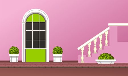 Vector illustration of the facade of the building front door of the gardeningのイラスト素材