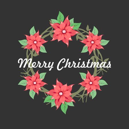 Christmas flower wreath on a simple presentation.のイラスト素材