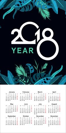 Vector calendar 2018 sweep pattern of three-dimensional desktop office calendarのイラスト素材