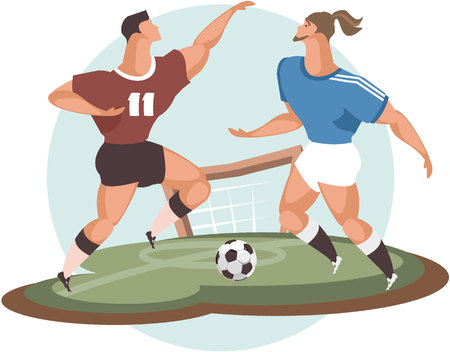 Vector illustration of a sports emblem isolated on white background football players running with the ballのイラスト素材