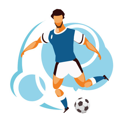 Vector illustration of a sports emblem isolated on white background football players running with the ballのイラスト素材