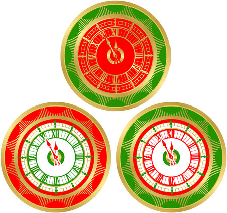 Vector illustration of a Christmas emblem isolated set of antique clock dialsのイラスト素材