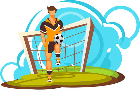 Vector illustration of a sports emblem isolated on white background football players running with the ballのイラスト素材