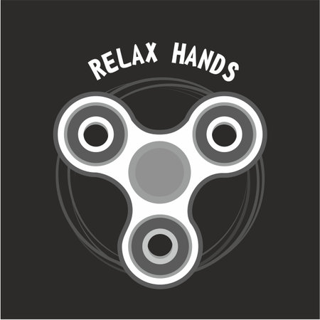 Vector illustration retro poster popular toy anti stress spinner rotate in handsのイラスト素材