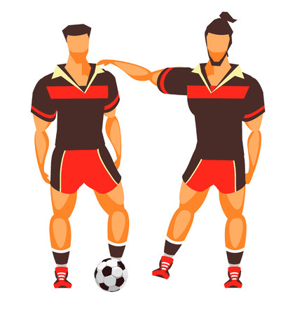 Vector illustration of a sports emblem isolated on white background football players running with the ballのイラスト素材