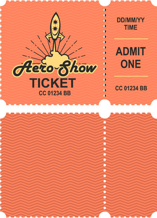 A Vector illustration of a ticket countermark to visit an aviation festival festival show with a detachable couponのイラスト素材
