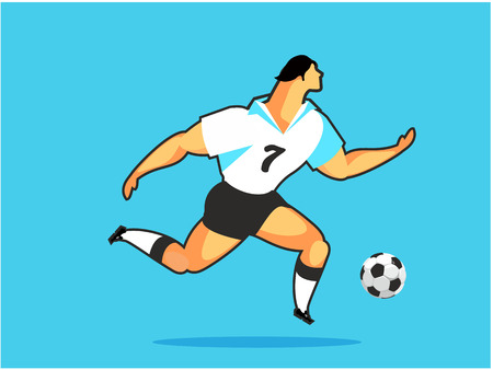 Vertical vector illustration athlete ball game soccer player football gameのイラスト素材