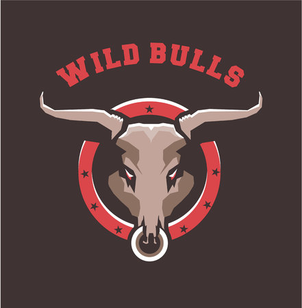 Vector illustration of a bull s head wild animalのイラスト素材