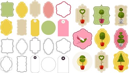 vector illustration set of tags of various shapes on a white backgroundのイラスト素材